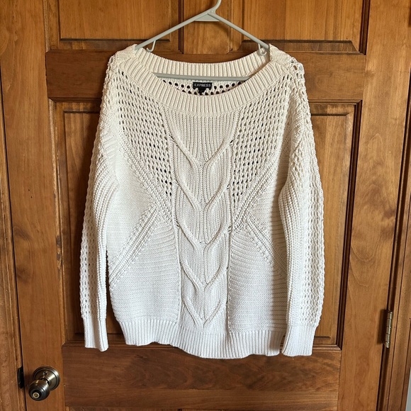 Express Cream Cable & Open-Stitch Scoop-Neck Sweater Size medium new - Picture 3 of 6